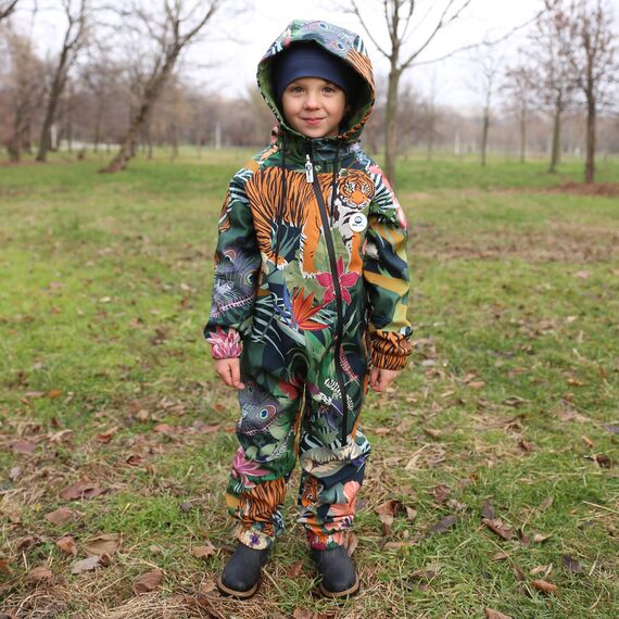 
Salopeta impermeabila pentru copii Kidscare, cu protectie la vant si apa cu imprimeu Jungla - marime 86
, 5 image