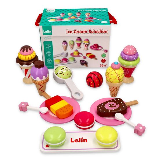 
Set de joaca 25 piese din lemn pentru inghetata Lelin L40105
