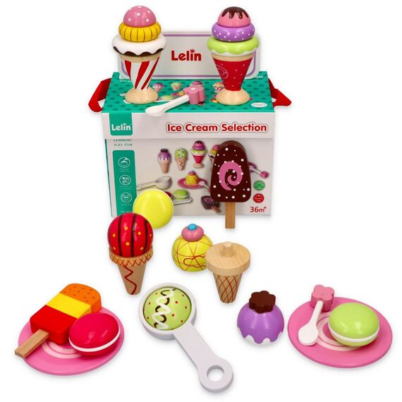
Set de joaca 25 piese din lemn pentru inghetata Lelin L40105
, 3 image