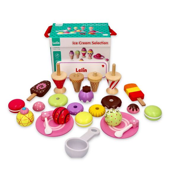 
Set de joaca 25 piese din lemn pentru inghetata Lelin L40105
, 4 image