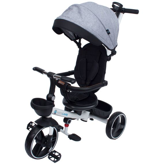 
Tricicleta pliabila pentru copii Impera gri, scaun rotativ, copertina de soare, maner pentru parinti Kidscare
