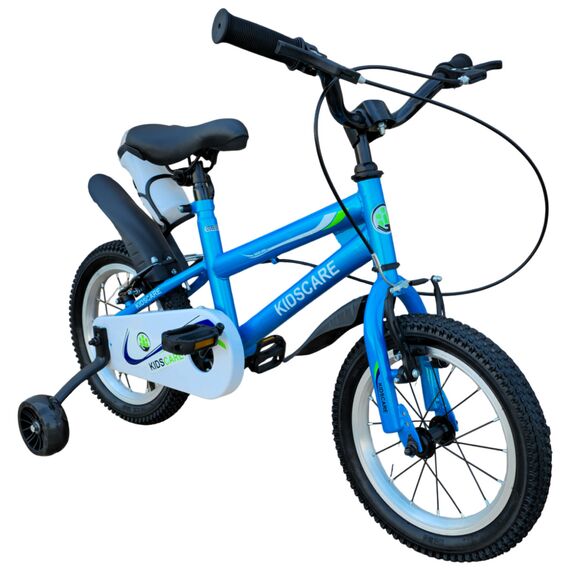 Bicicleta copii 5-8 ani HappyBoy KidsCare albastra 16 inch – cu roti ajutatoare, frane de mana, sticla inclusa, pentru baieti, 5 image
