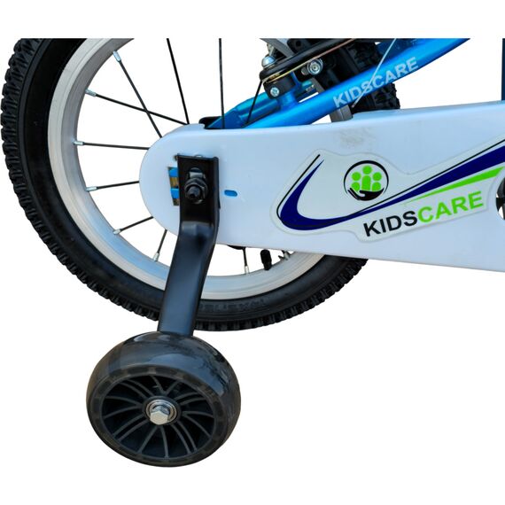 Bicicleta copii 2-4 ani HappyBoy KidsCare albastra 12 inch – cu roti ajutatoare, frane de mana, sticla inclusa, pentru baieti, 4 image