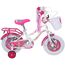 Bicicleta pentru copii 2-4 ani Belderia Dora, roti 12 inch, cu roti ajutatoare si frane V-Brake, alb, cu cosulet si portbagaj